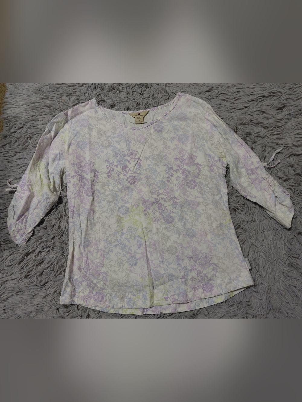 Woolrich Lavender Floral Scoop Neck Tee Women's Size Small